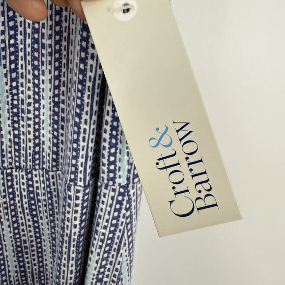 Croft & Barrow Medium Maxi Tank Dress Blue Dotted Stripe Knit Beach Resort NEW - Picture 6 of 8